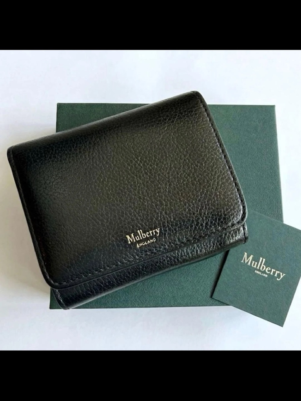 Mulberry Black Pebbled Leather Fold Wallet